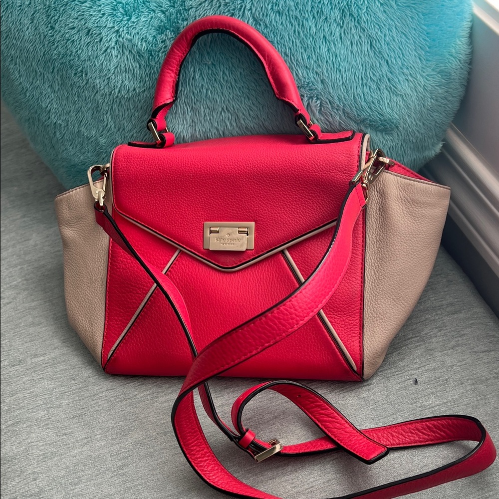 Elegant pink and dove white Kate Spade purse